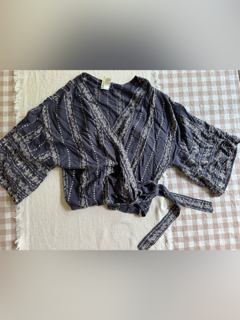 Japna Navy Floral Stripe Camisole with Tie